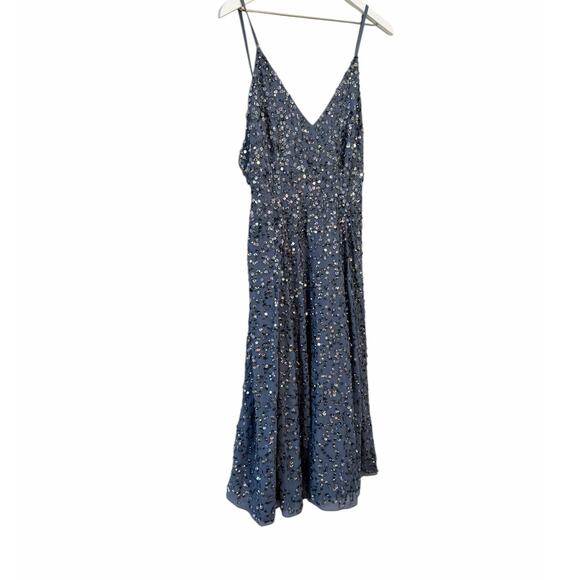 NWT ASOS Sequin Maxi Dress Blue Women’s Size 6 - Picture 2 of 11